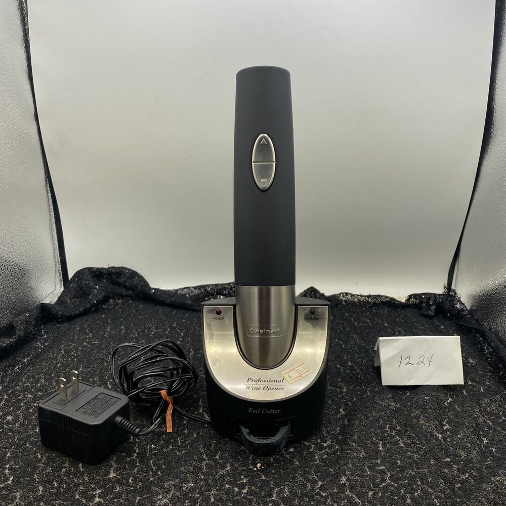 Cuisinart Cordless Wine Opener WWO95PC Black & Silver Electric w/ Foil Cutter